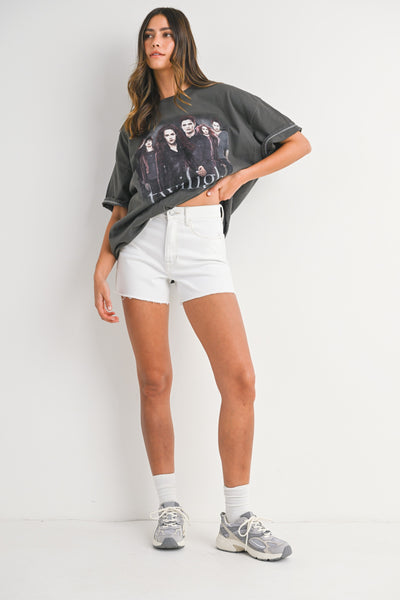 Stretch Denim Shorts Suave de Tiro Alto