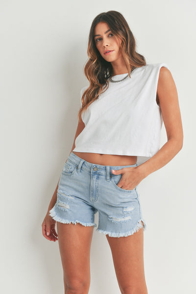 Denim Short con Deshilachado