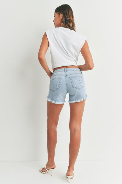 Denim Short con Deshilachado