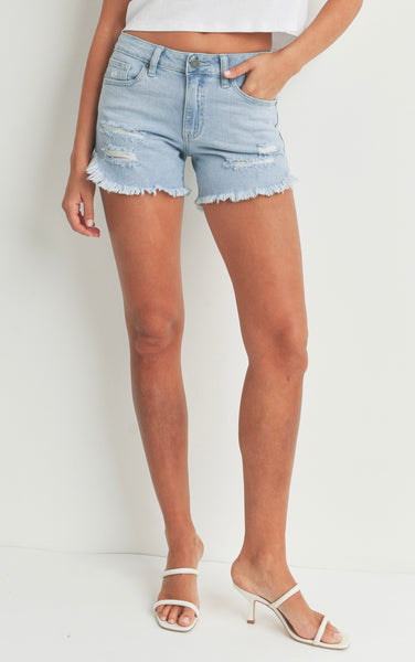 Denim Short con Deshilachado