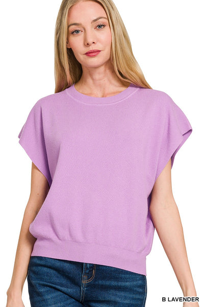 Knit Top Manga Corta Cuello Redondo
