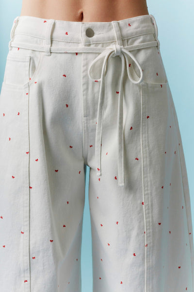 Jeans Barrel Estampado Mini Bow