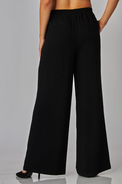 Pantalón Efecto Lino Tiro Alto Pierna Ancha