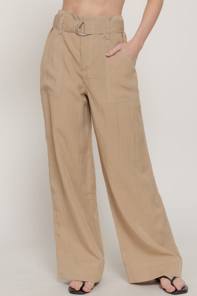 Pantalón de Pierna Ancha con Cinturón