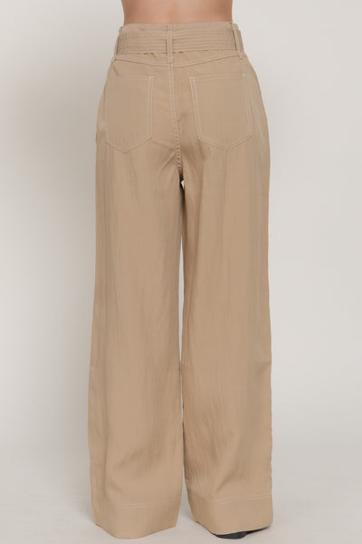 Pantalón de Pierna Ancha con Cinturón