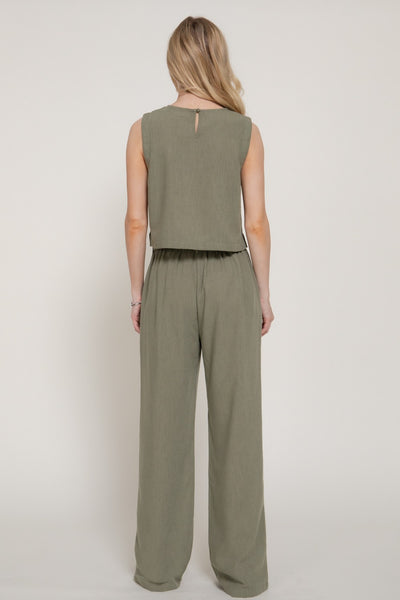 Pantalón Recto Efecto Lino