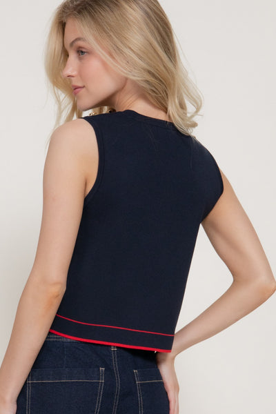 Knit Top sin Mangas con Botones