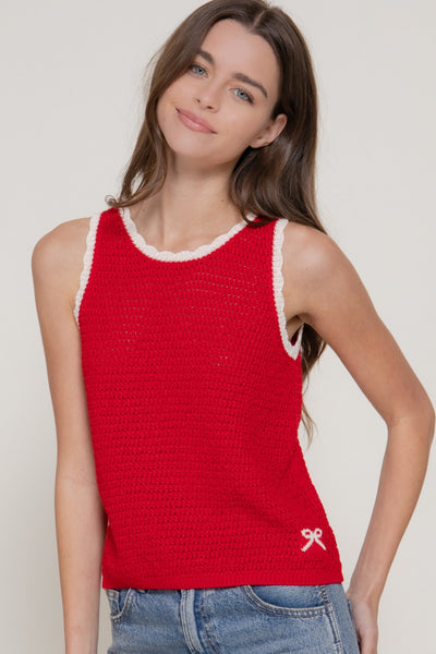 Knit Top sin Mangas con Jacquard