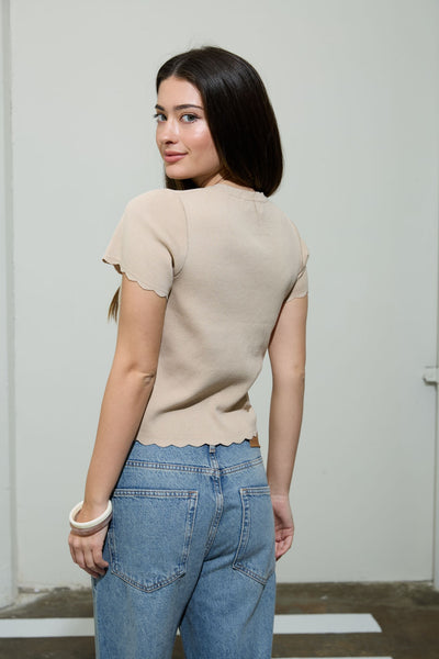 Knit Cardigan Manga Corta de Punto Ligero