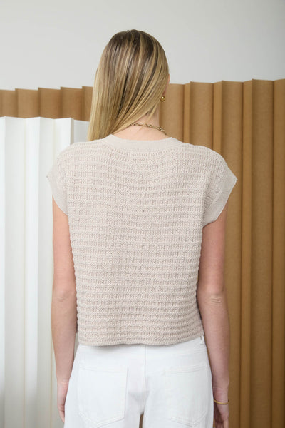 Cardigan Manga Corta de Punto con Botones