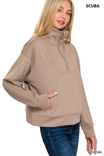 Modal Mix Scuba Half Zip Pullover