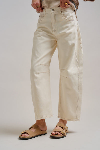 Barrel Ecru Denim Jeans