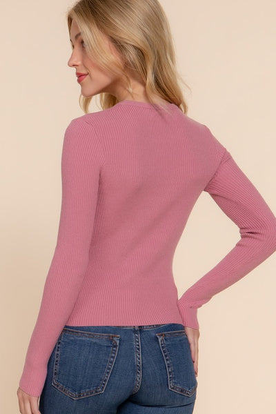 Crew Neck Rib Knit Sweater