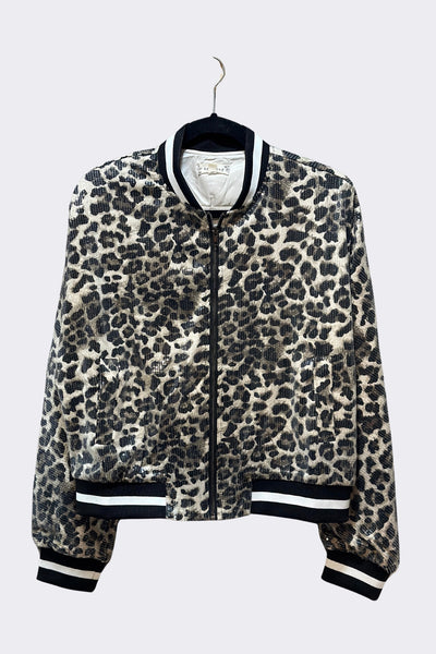 Leopard Sequin Bomber Jacket