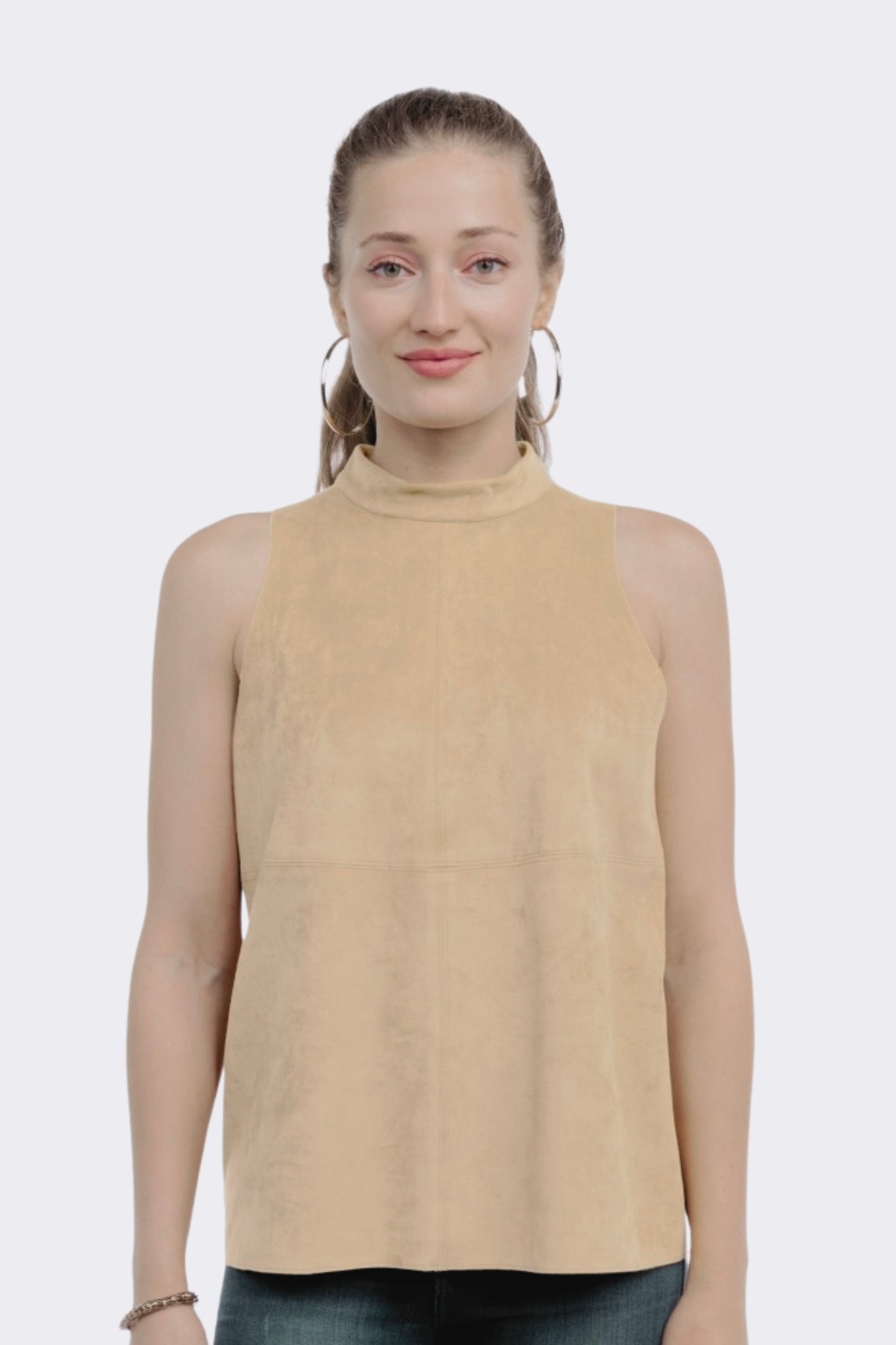Suede Mock Neck Top