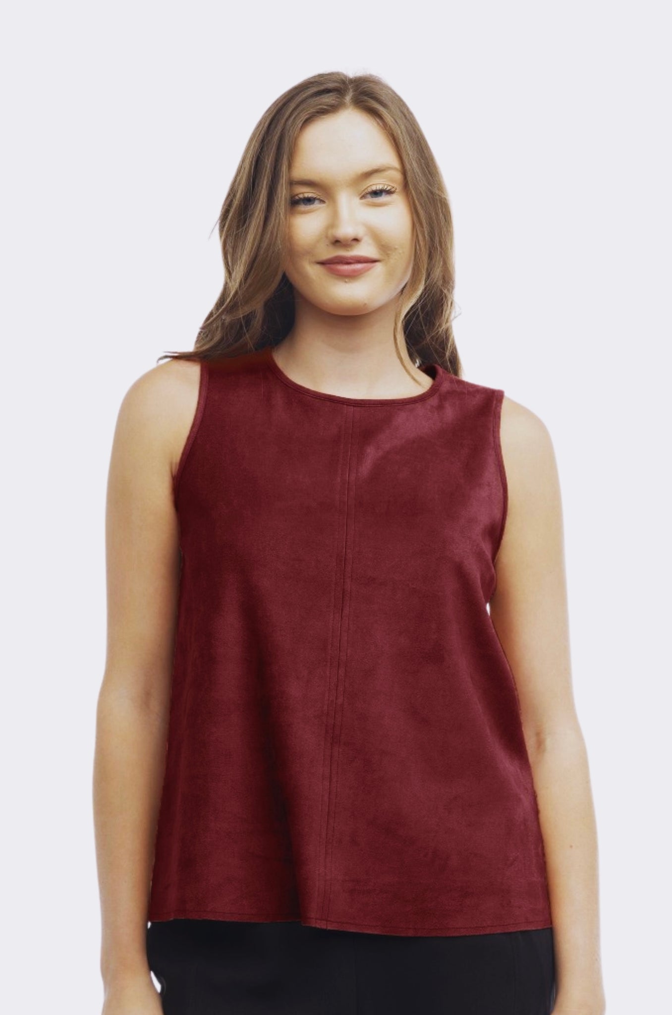 Suede Round Neck Tank Top