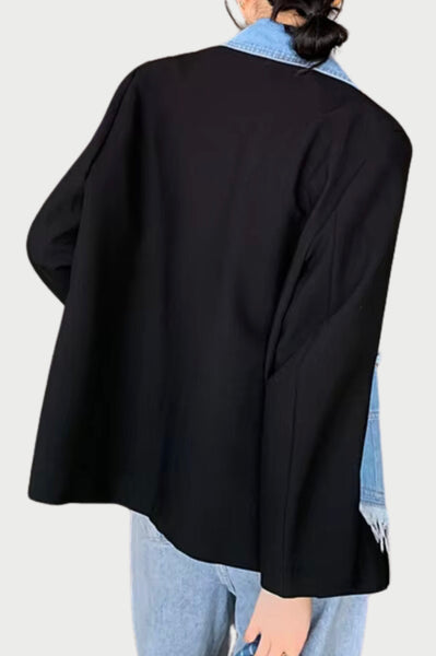 OverSized Contrast Tailored Denim Blazer