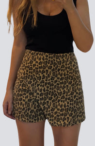 Leopard Print Denim Skort