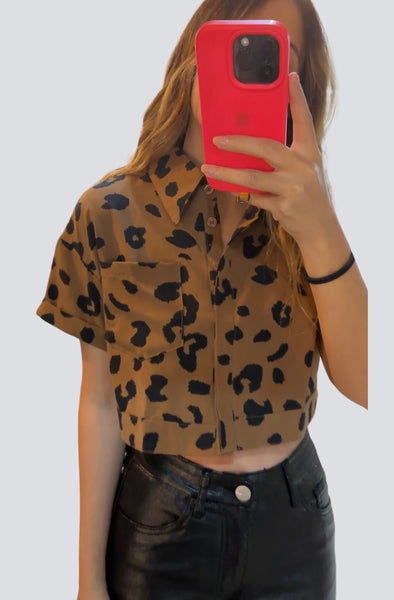 Leopard Print Short Sleeve Top