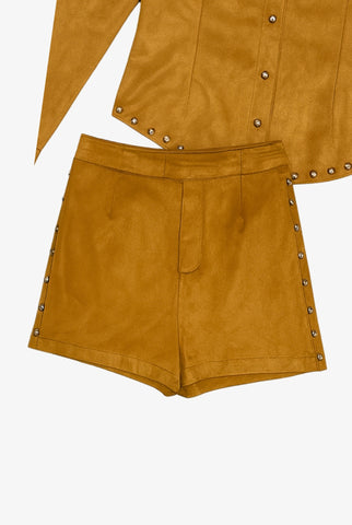 Shorts de  Suede con Estoperoles
