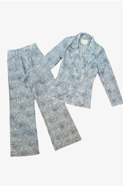 Set de Blazer y Pantalon de Encaje Azul