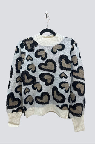 Sequin Hearts Heavy Knit Sweater