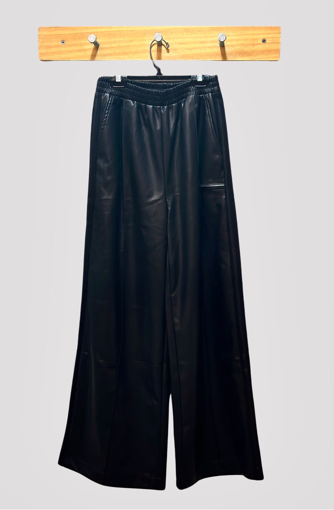 Faux Leather Wideleg Track Pants