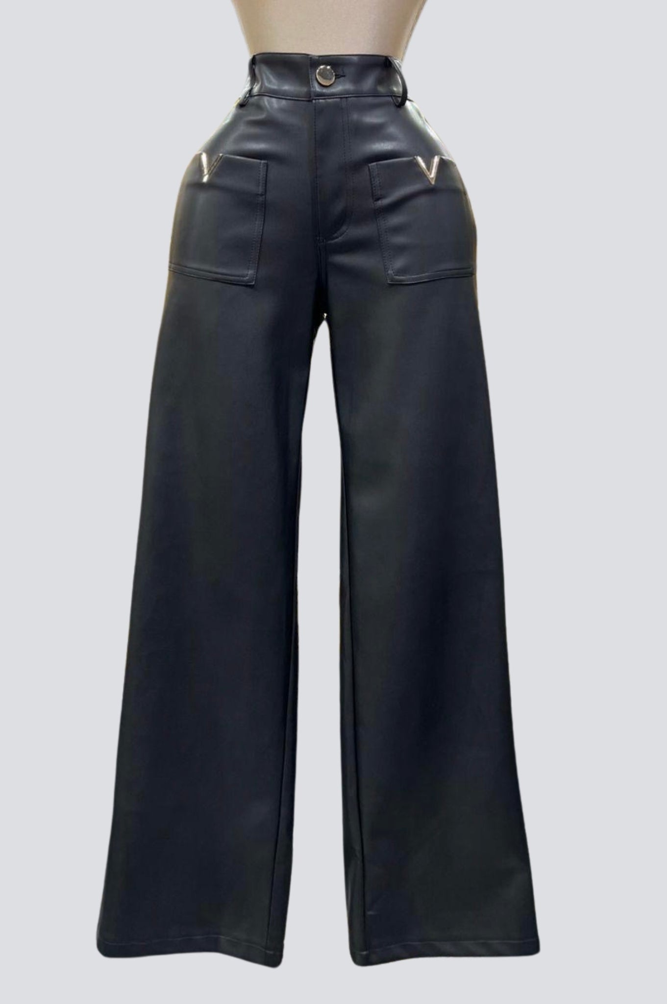 Faux Leather WideLeg High Waisted Pants