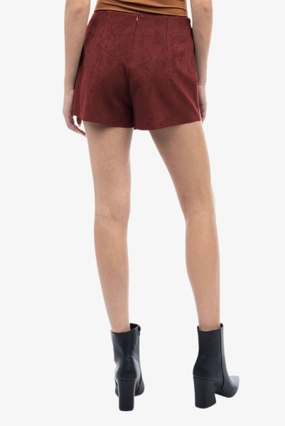 Suede Asymmetric Front Panel Skort