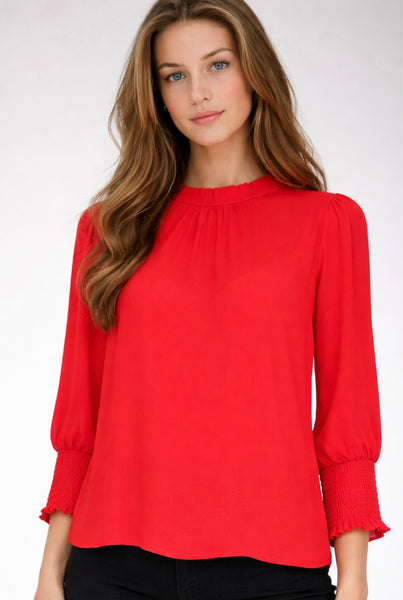 Satin 3/4 Sleeve Mock Top