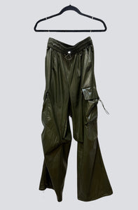 Faux Leather Cargo Pants