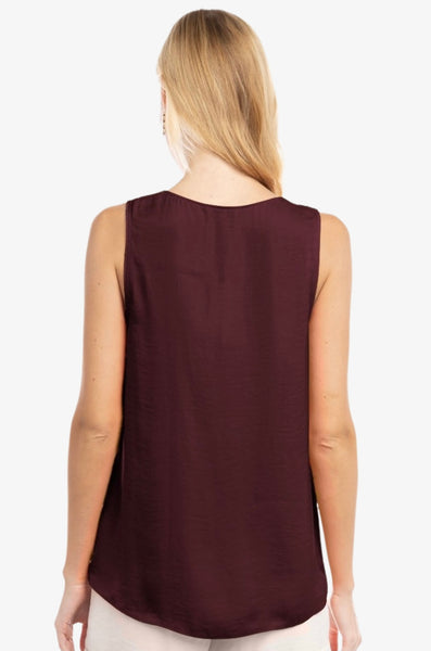 Pleated V Neck Sleeveless Blouse