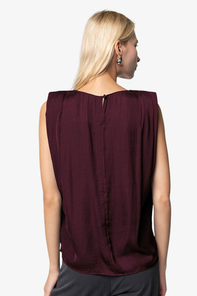 Satin Padded Shoulder Top