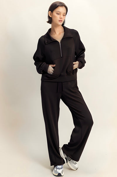 Soft Modal Scuba Mix Half Zip-up Collar Sweatshirt