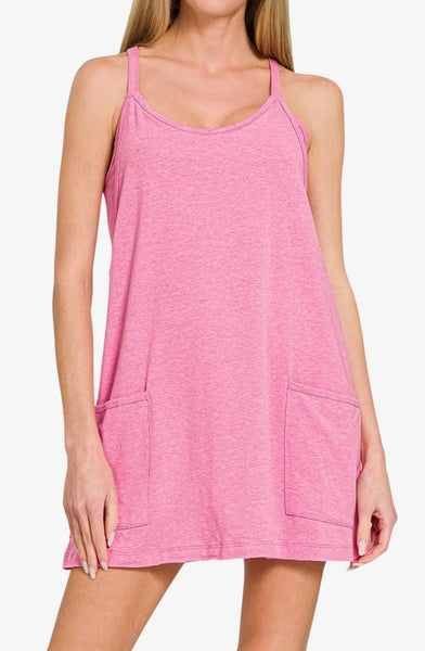 Cotton Mini Dress With Built-in Romper Liner