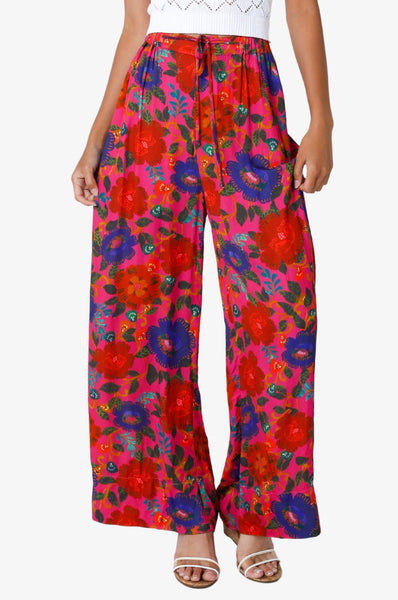 Floral Satin Feel Rayon Pants