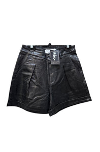 Metallic Faux Leather Pleat Shorts