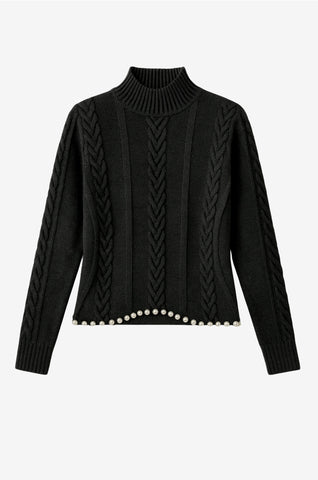 Metallic knit Studded Hem Chunky Sweater