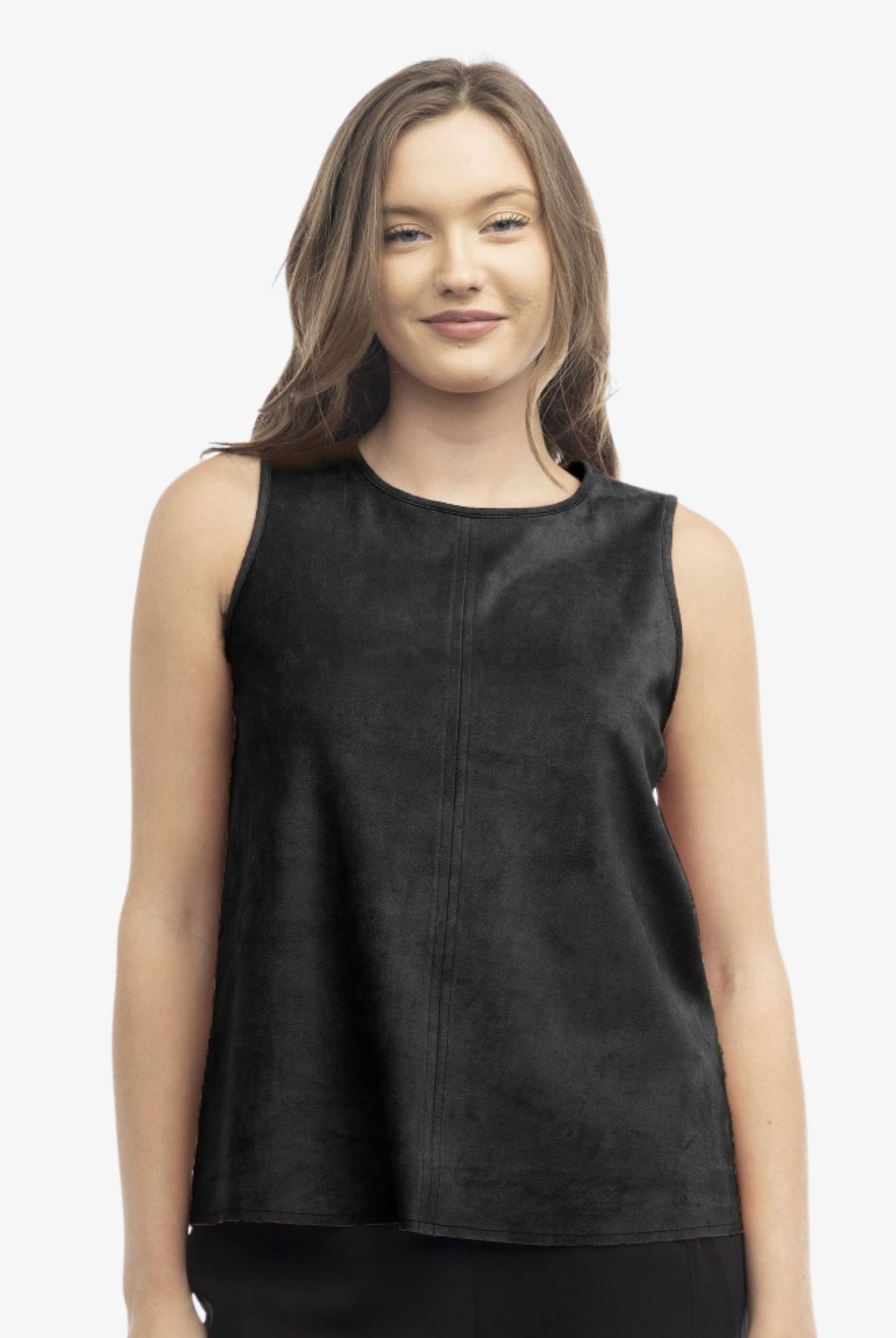 Suede Round Neck Tank Top
