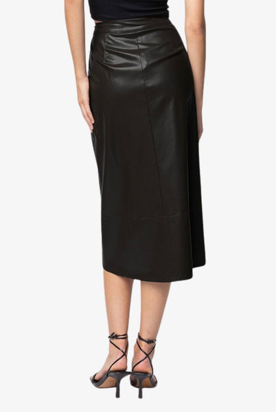 Vegan Leather Button Down Pencil Skirt
