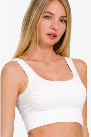Seamless Ribbed Square Neck Tank Top (Removable Pads)