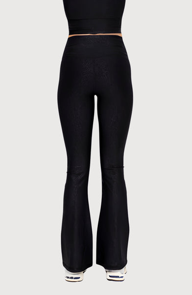 Sparkle Foil Look Crossover Flared Leggings