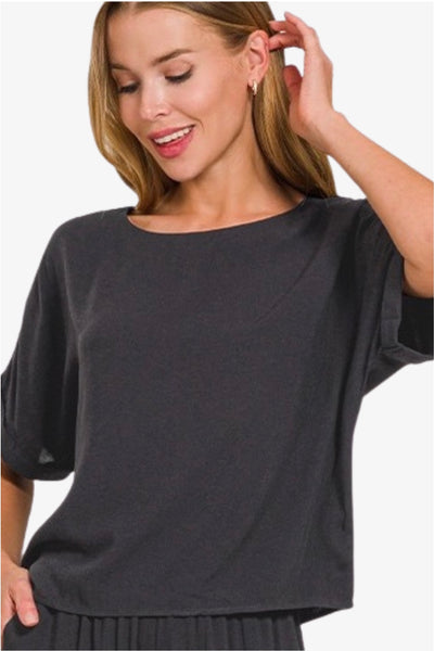 Rayon Boat Short Sleeve Top
