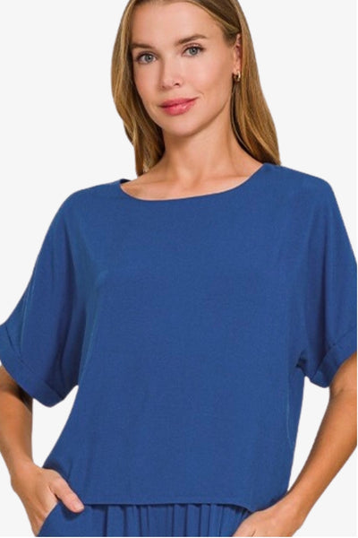 Rayon Boat Short Sleeve Top