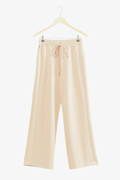 Soft Modal Scuba Mix Wide-leg Drawstring Pants