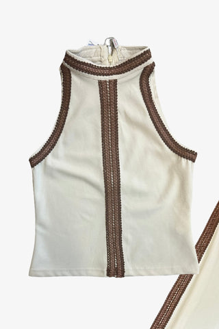 Top Halter con Trenza de Piel
