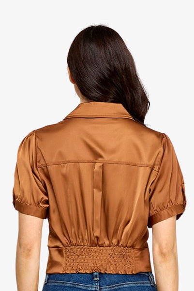 Satin Cropped Blouse Jacket