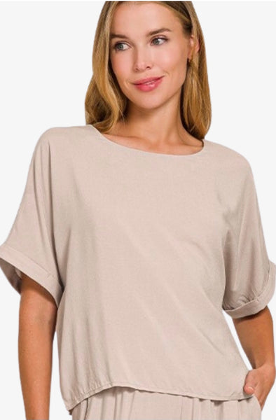 Rayon Boat Short Sleeve Top