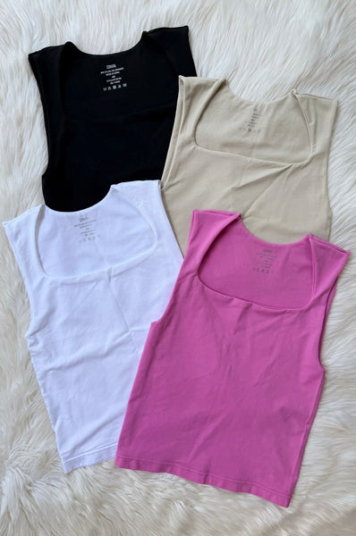 Seamless Double Layered Square Neck Tank Top