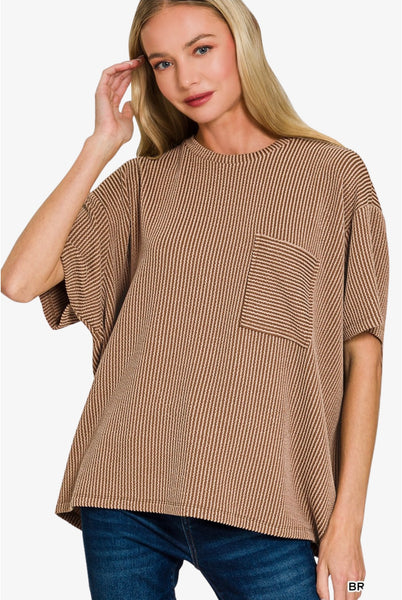 Soft Short Sleeve Ribbed T- Shirt